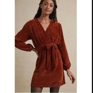 AMADI Anthropologie burnt orange "wrap" dress